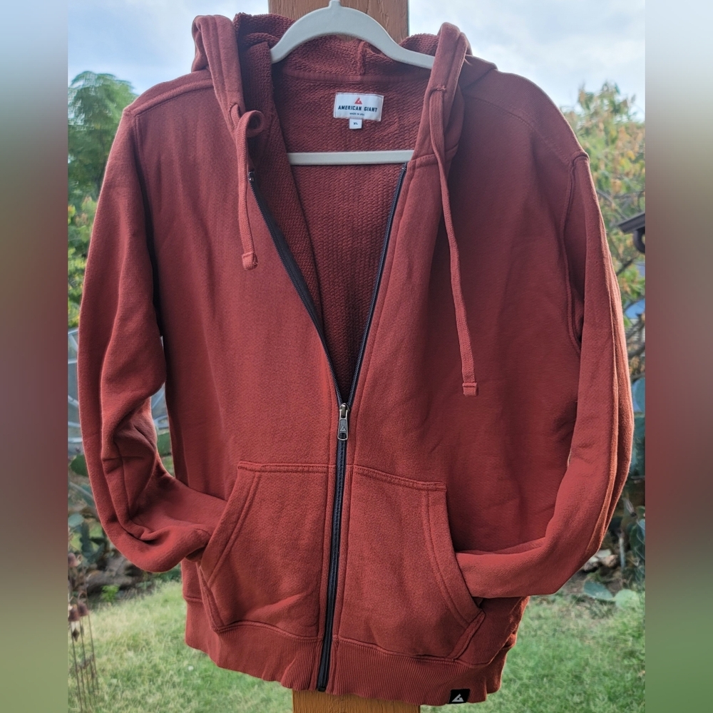 American Giant Rust Textured Hoodie